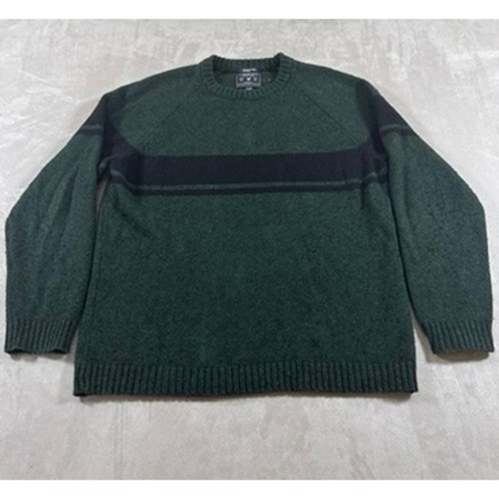 Y2K American Eagle Sweater Mens Seriously Soft Wool Blend XL Green Black Stripe